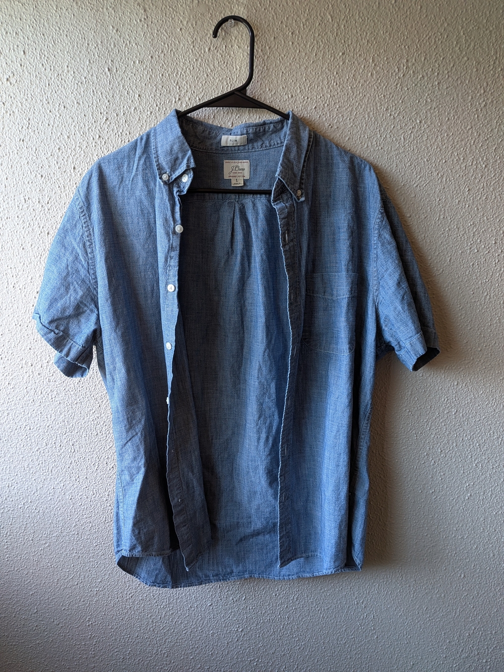 J. Crew Men's Short-Sleeve Chambray Button-Down Shirt - Light Blue